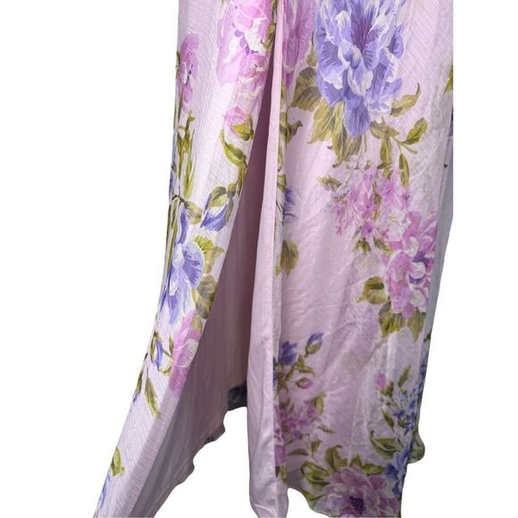 Lulus Women’s Large Maxi Dress Romantic Light Pink Floral Print Halter Neck NEW - Picture 5 of 11